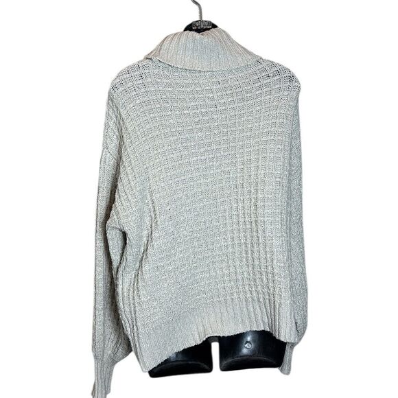 Neuflora women’s small beige turtleneck sweater square waffle knit oversized - Picture 3 of 5